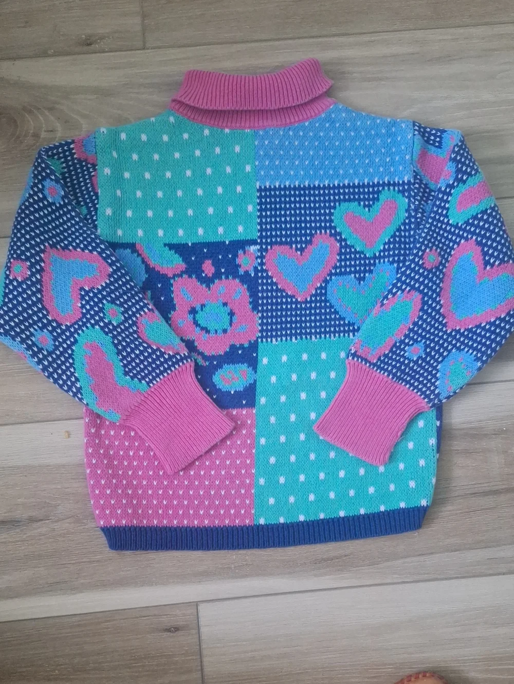 Vintage Gymboree Rainbow Tag Color Block Knit Turtleneck Long Sweater L